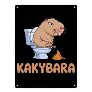 Capybara auf Toilette Metallschild in 15x20 cm Kakybara Toilettenschild