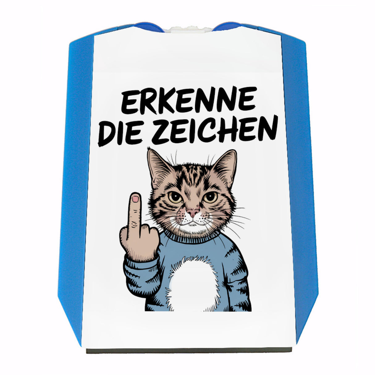 Katze mit Mittelfinger Zeichen Parkscheibe