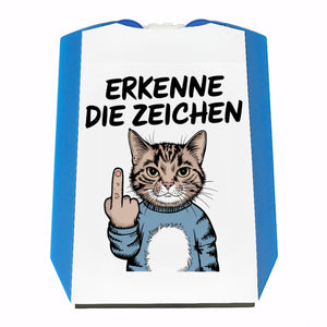 Katze mit Mittelfinger Zeichen Parkscheibe