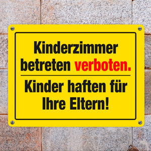 Kinderzimmer Metallschild in 15x20 cm mit lustigem Spruch