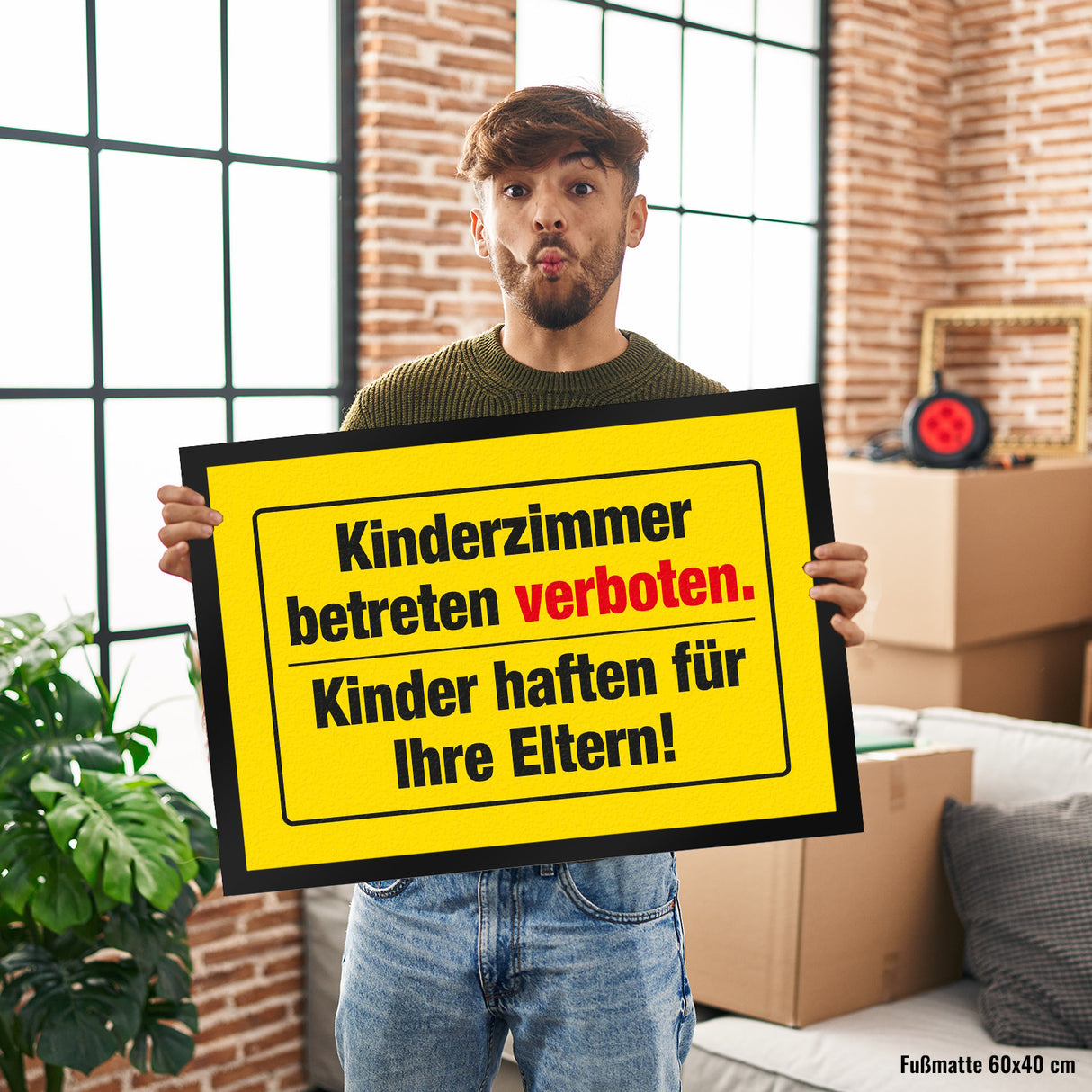 Witzige Fußmatte in 35x50 cm - Kinderzimmer betreten verboten