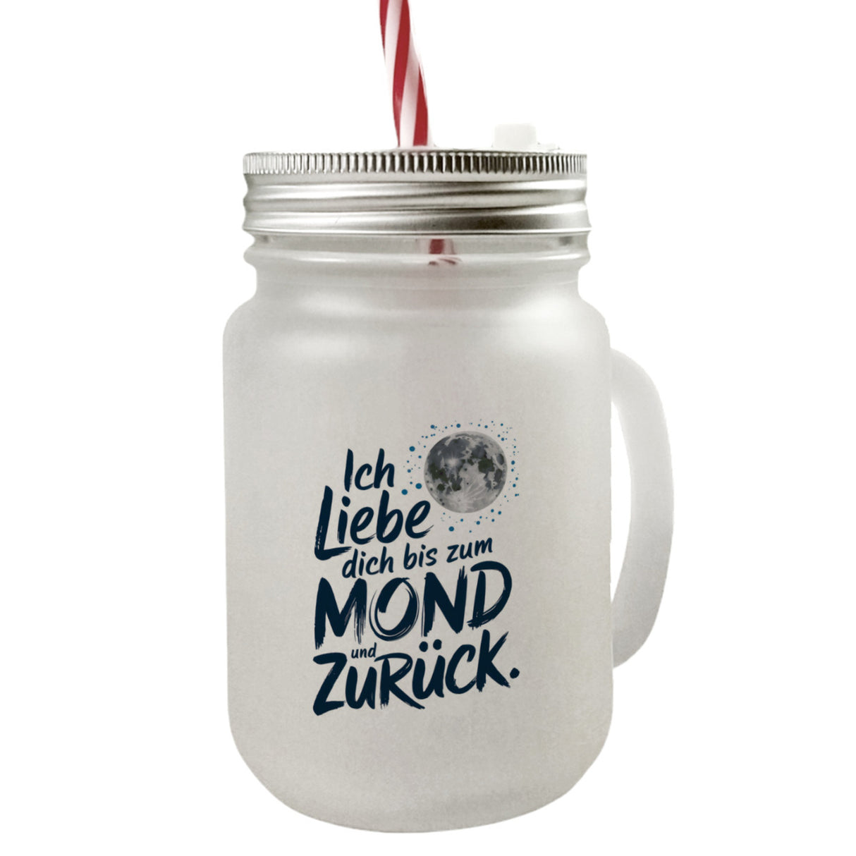 Ich liebe dich bis zum Mond und zurück Trinkglas mit Bambusdeckel