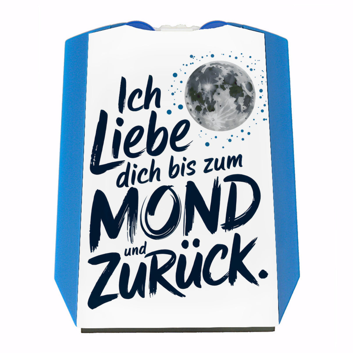 Grauer Mond Blauer Text Parkscheibe Liebe bis zum Mond