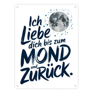 Ich liebe dich bis zum Mond und zurück Metallschild in 15x20 cm