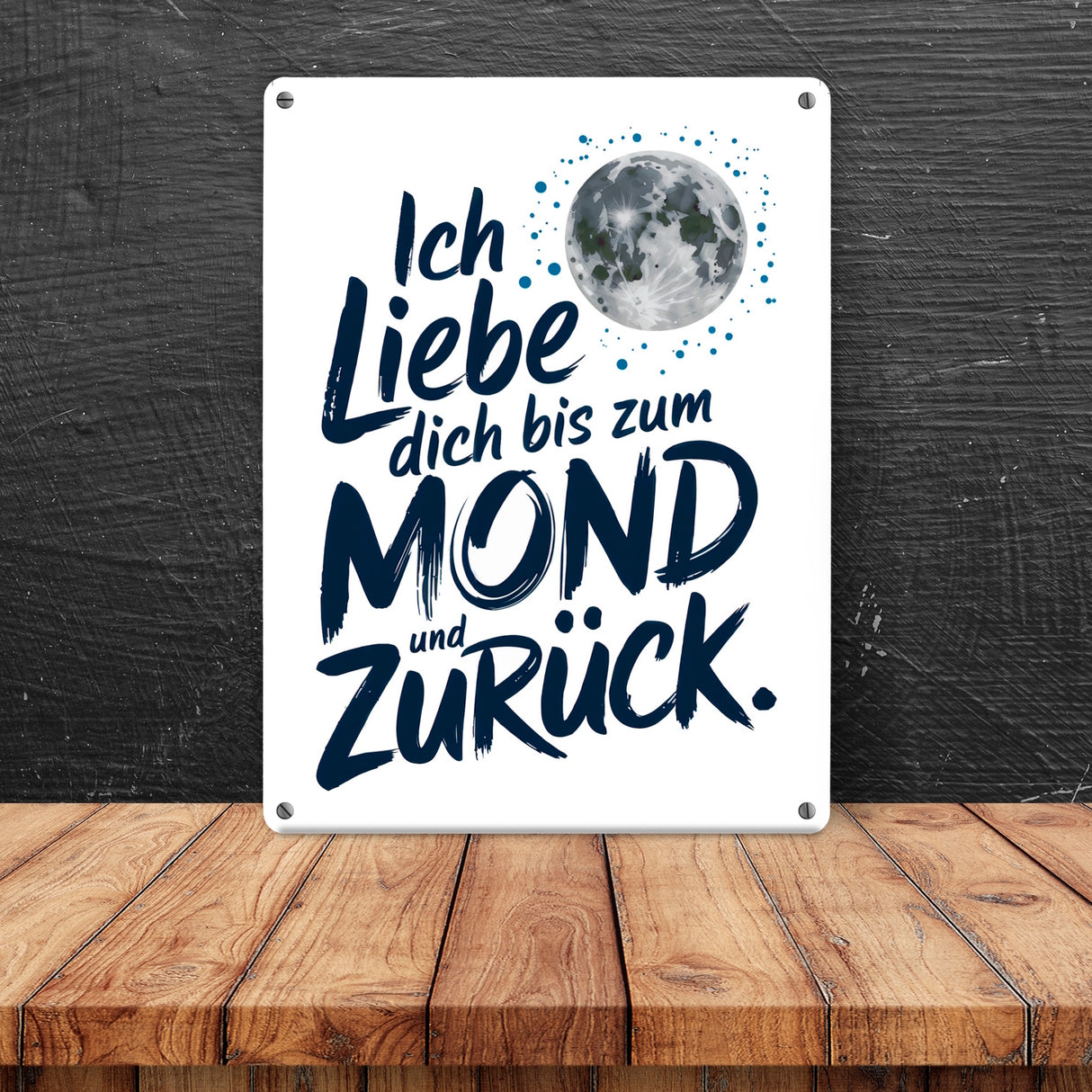 Ich liebe dich bis zum Mond und zurück Metallschild in 15x20 cm