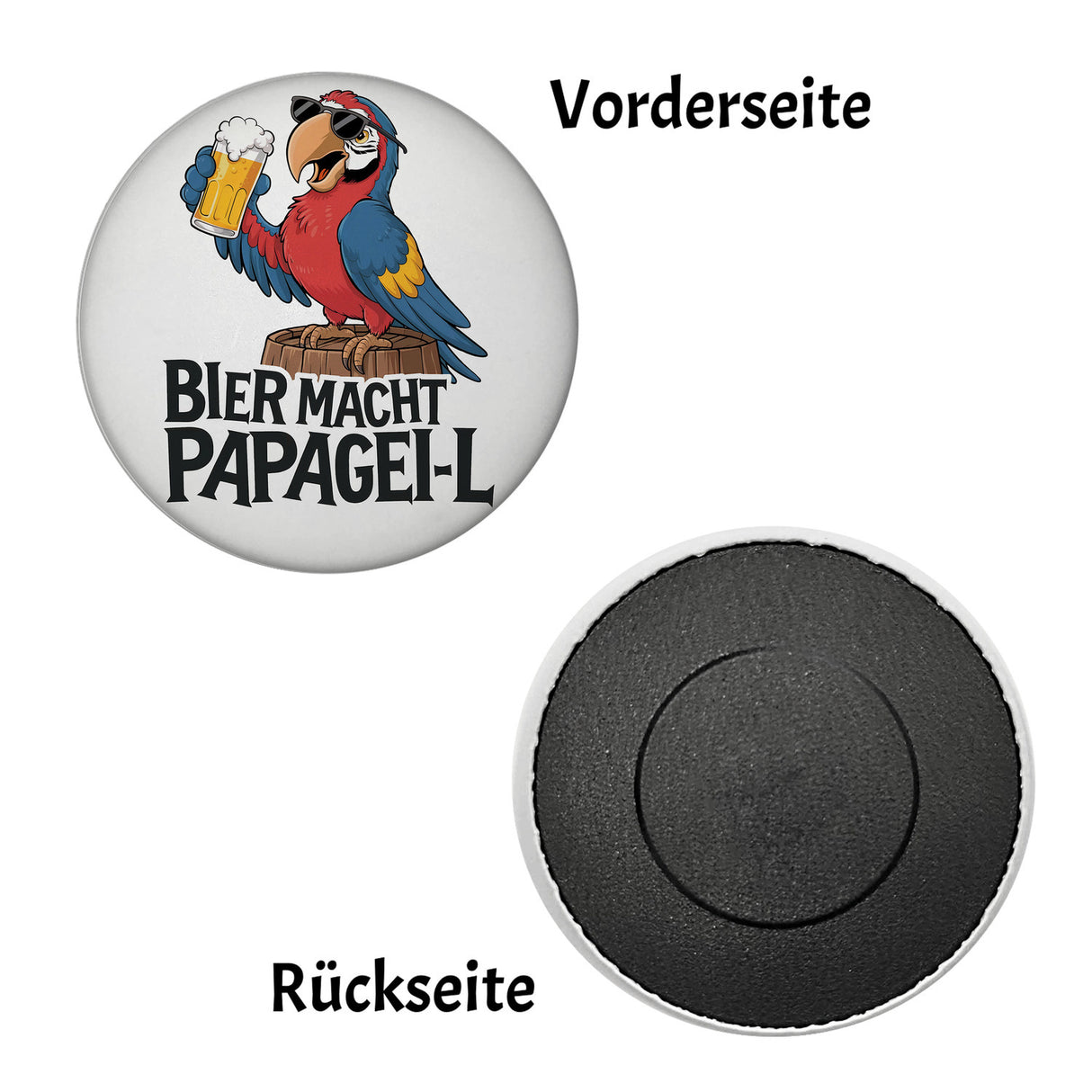 Bier macht papagei-l - Comic-Papagei mit Bierflasche Magnet