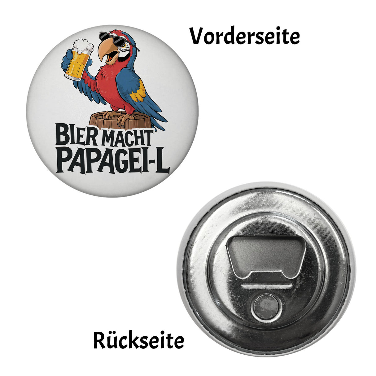 Bier macht papagei-l - Comic-Papagei mit Bierflasche Magnet