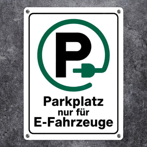 Metallschild in 15x20 cm Parkplatz nur für E-Fahrzeuge