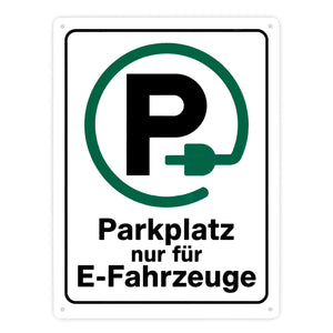 Metallschild in 15x20 cm Parkplatz nur für E-Fahrzeuge