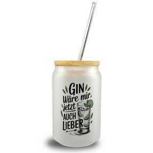 Gin wäre mir jetzt auch lieber - Trinkglas mit Bambusdeckel mit Limettenscheiben