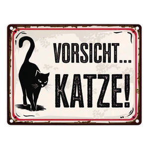 Vorsicht Katze Metallschild in 15x20 cm