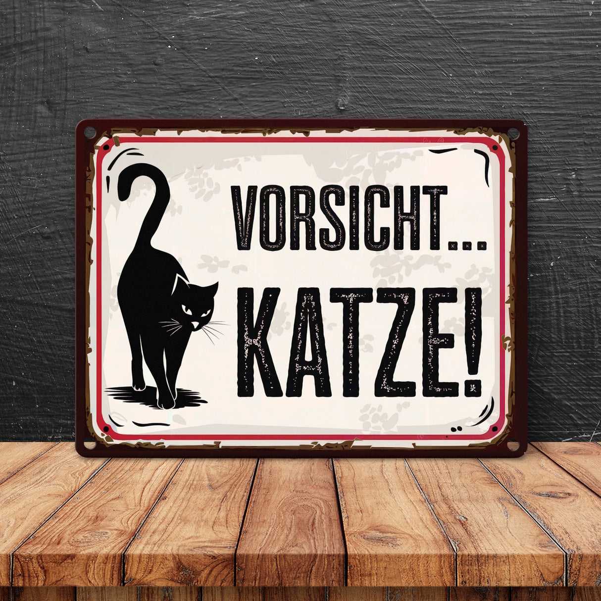 Vorsicht Katze Metallschild in 15x20 cm