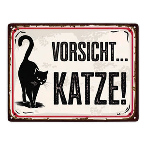 Vorsicht Katze Metallschild in 15x20 cm