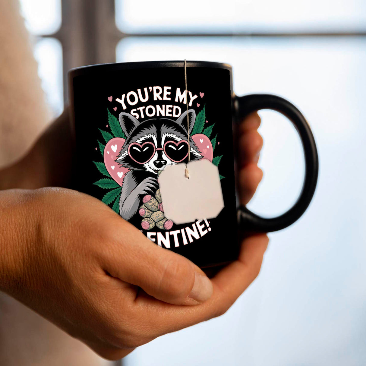 Waschbär mit Joint - Stoned Valentine Tasse