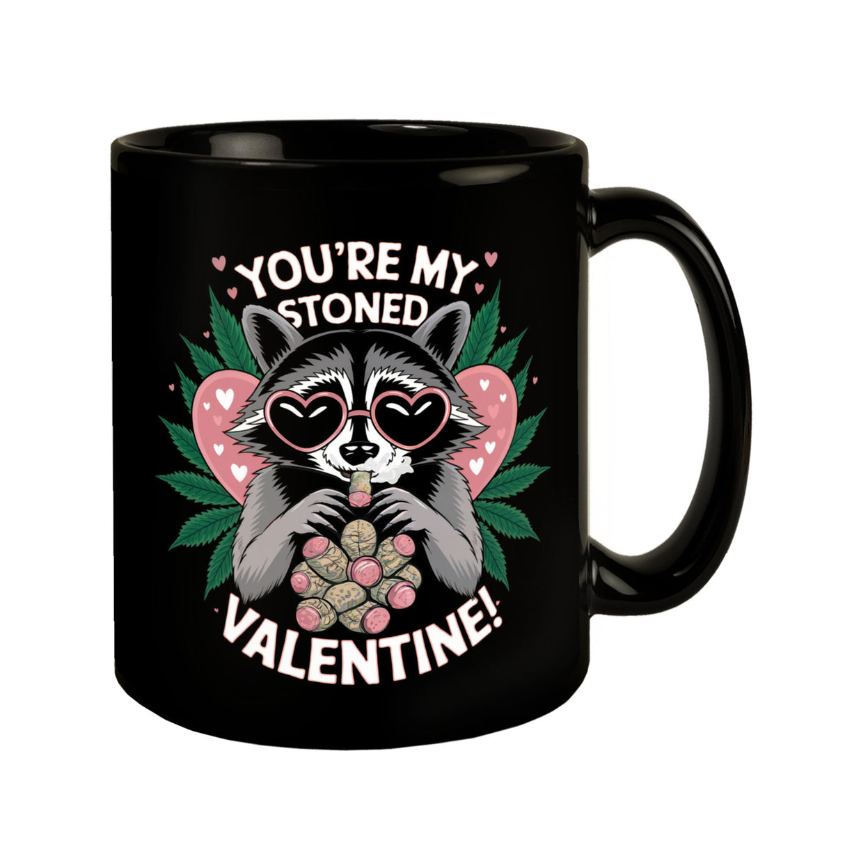 Waschbär mit Joint - Stoned Valentine Tasse