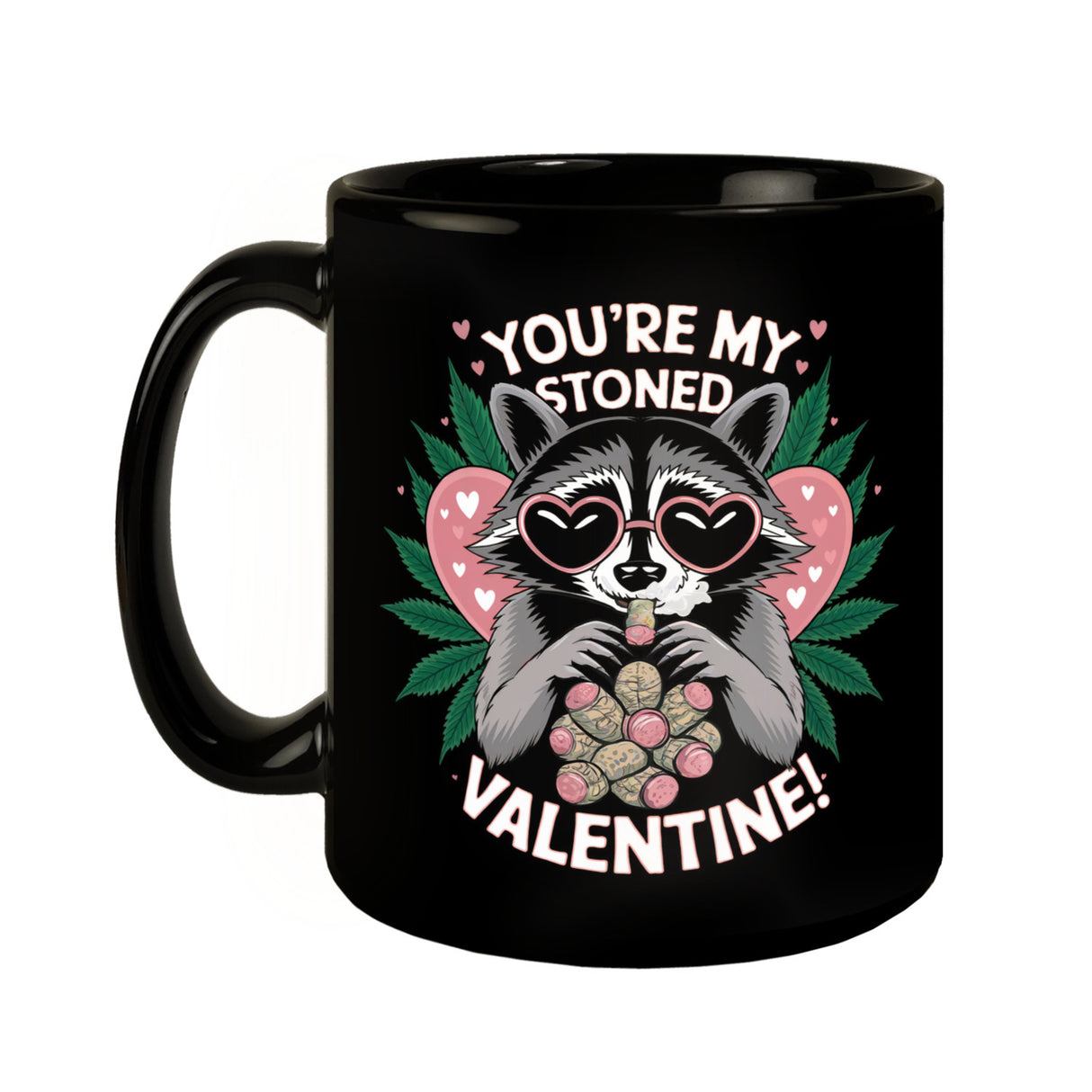 Waschbär mit Joint - Stoned Valentine Tasse