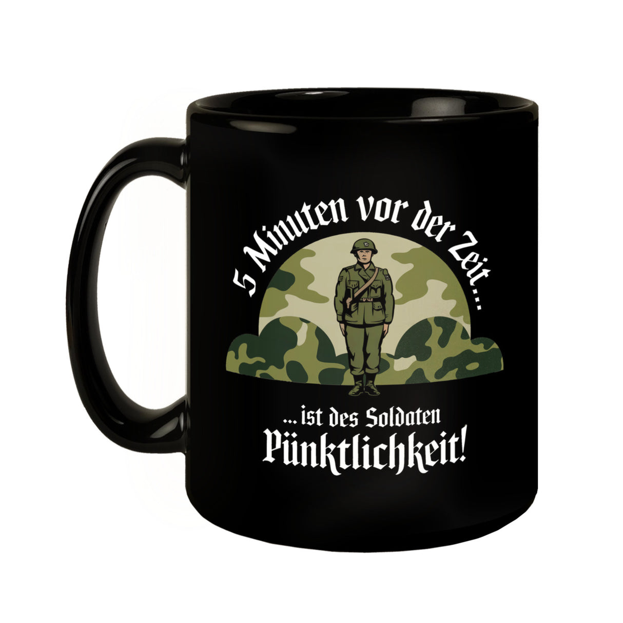 5 Minuten vor der Zeit Retro Soldat Tasse