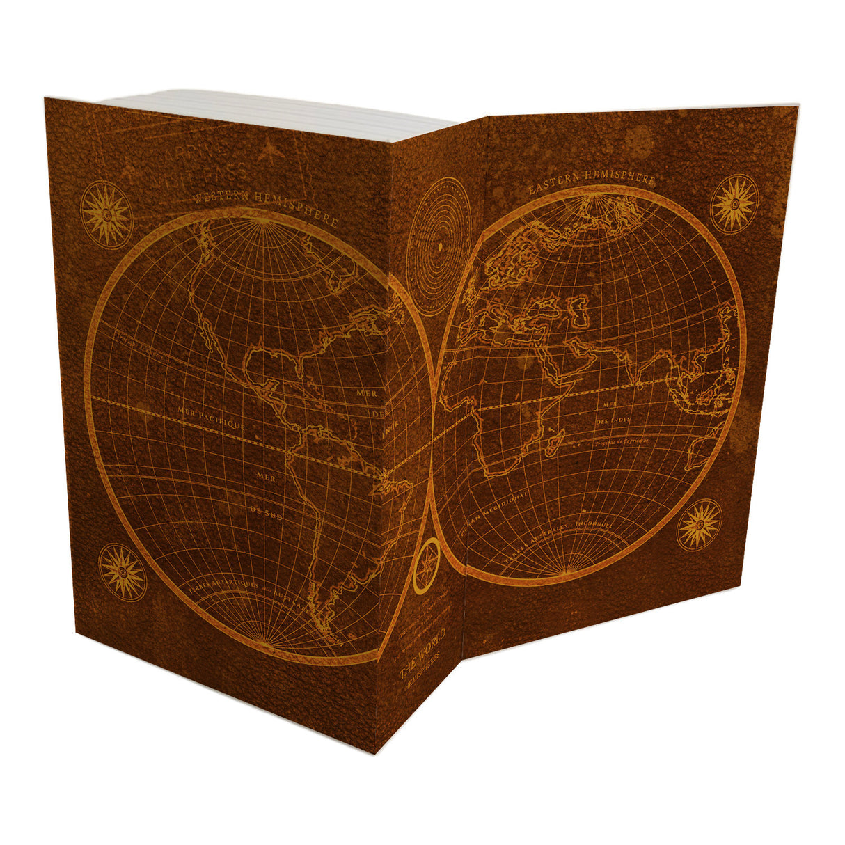 Hemisphäre Booksafe mit Vintage Weltkarte - THE WORLD