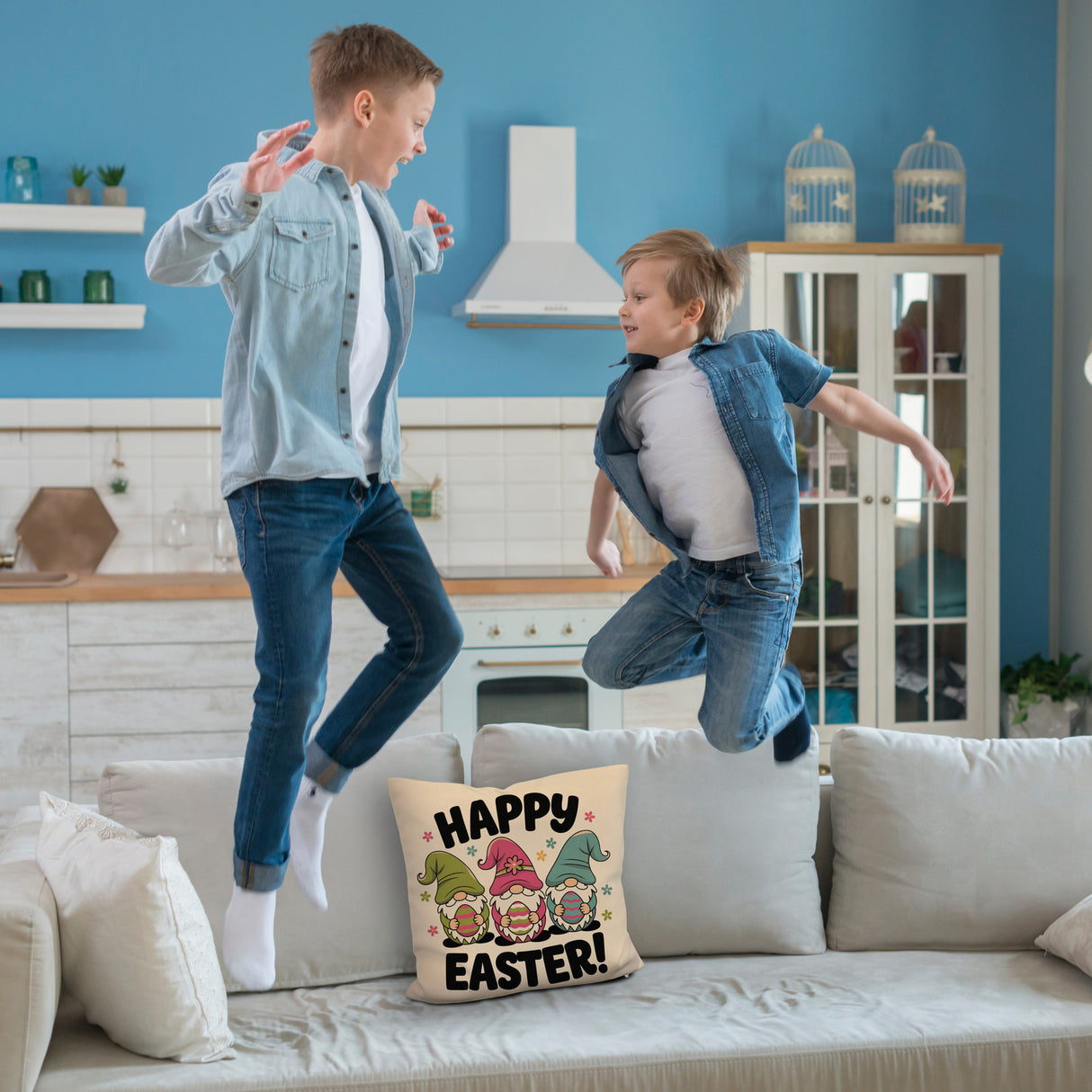 Drei Wichtel mit Ostereiern Kissen - Happy Easter