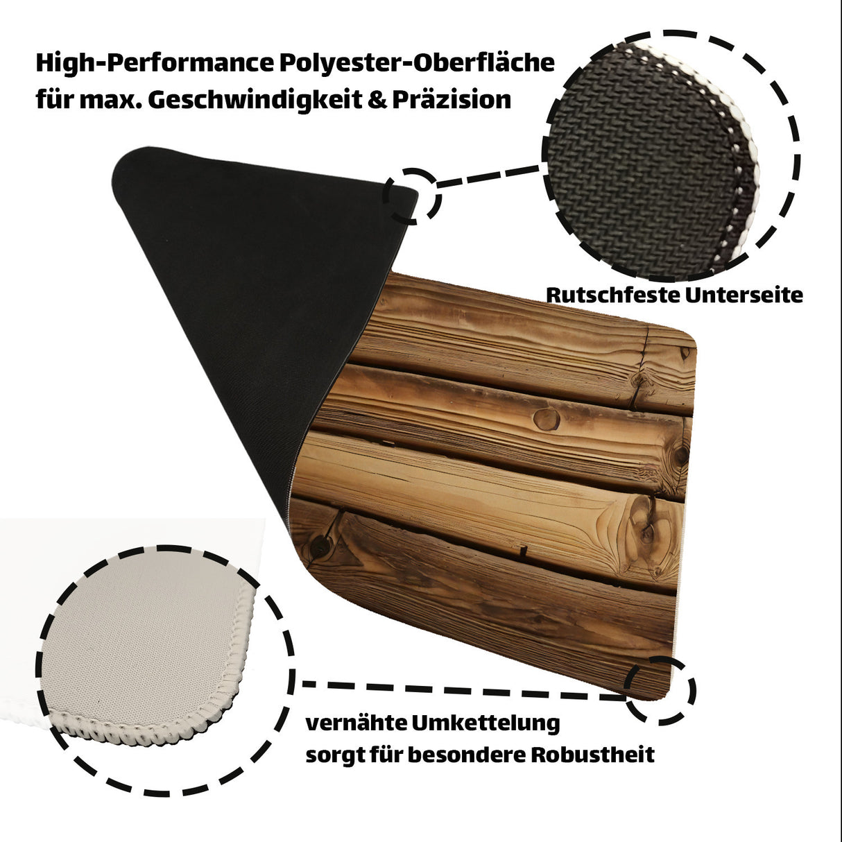 Holzoptik Schreibtischunterlage 69x31cm XXL Mauspad - Stilvolle und Funktionale Arbeitsfläche