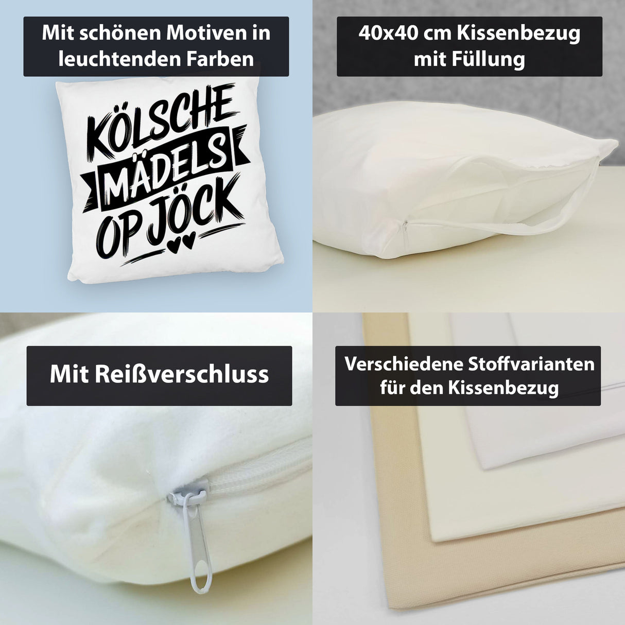 KÖLSCHE MÄDELS OP JÖCK Kissen mit Herzenmotiv