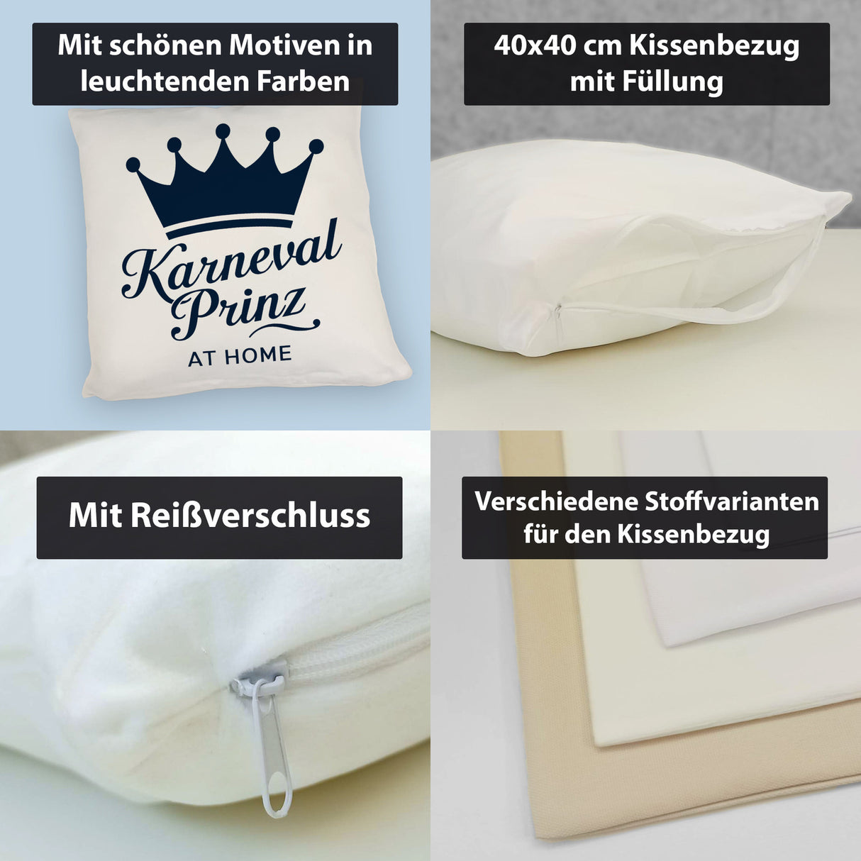 KARNEVAL PRINZ Kissen mit blauer Krone