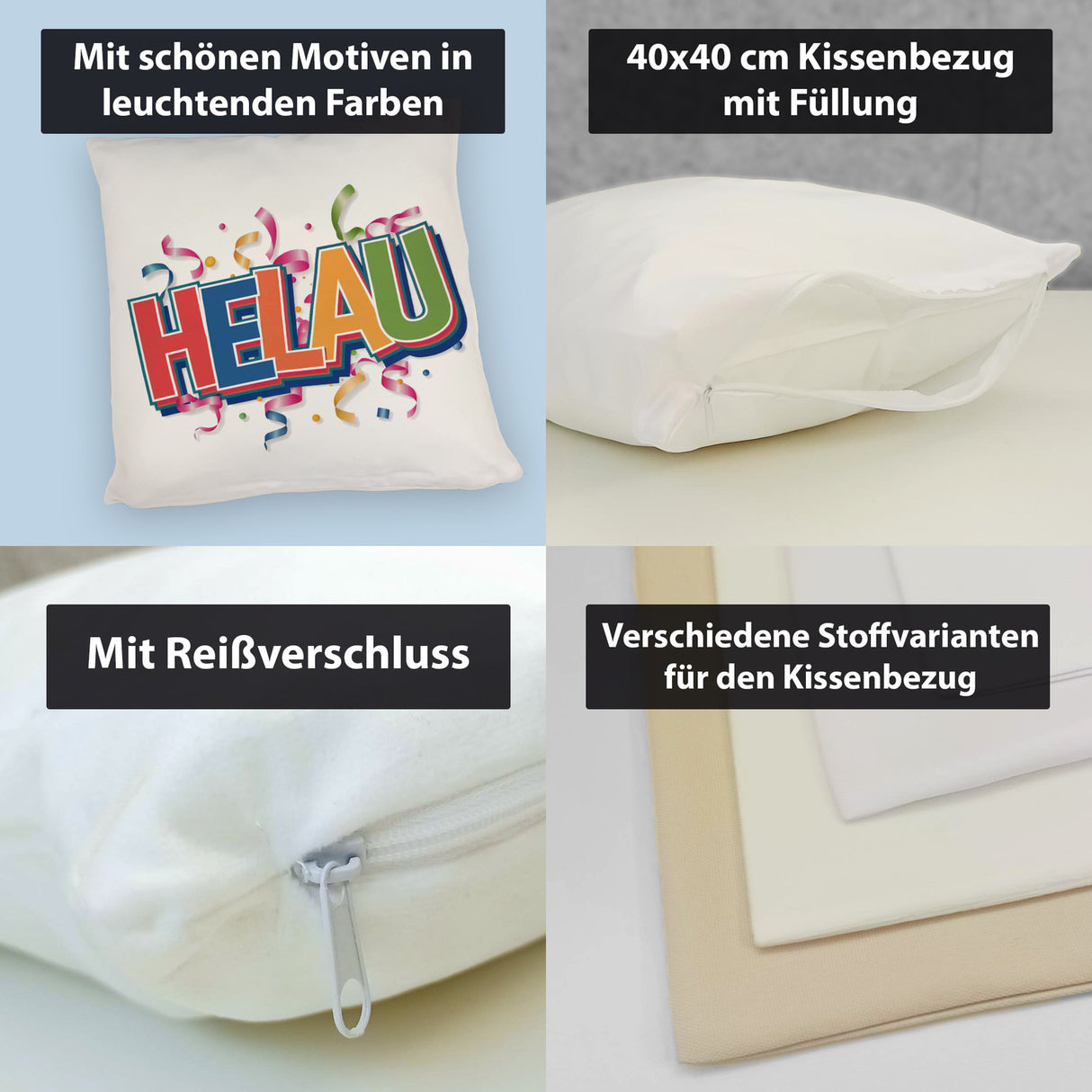 Helau Kissen mit buntem Konfetti-Design