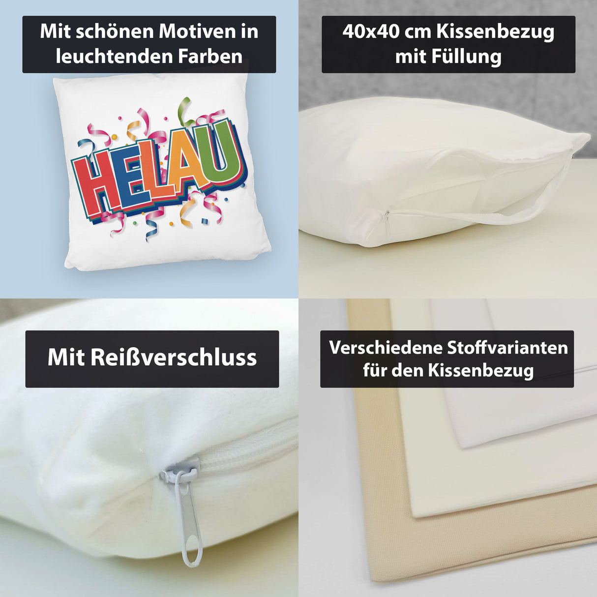 Helau Kissen mit buntem Konfetti-Design