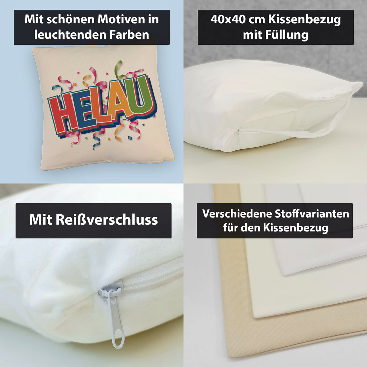 Helau Kissen mit buntem Konfetti-Design