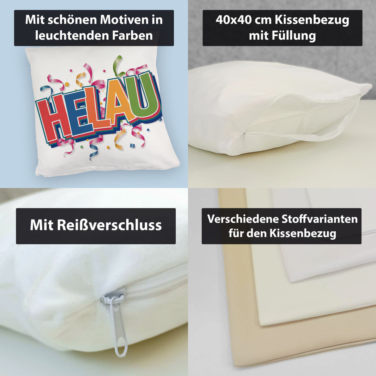 Helau Kissen mit buntem Konfetti-Design