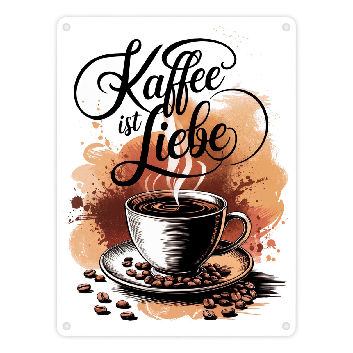 Kaffee ist Liebe Metallschild in 15x20 cm für Kaffeeliebhaber