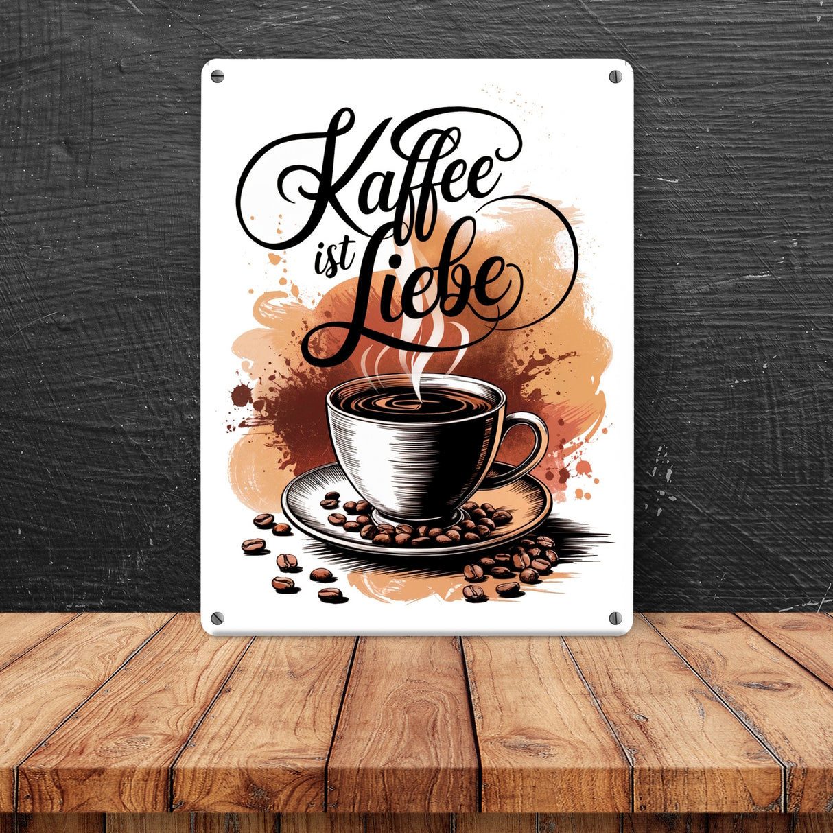 Kaffee ist Liebe Metallschild in 15x20 cm für Kaffeeliebhaber