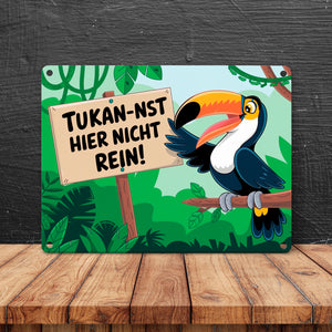 Tukan-nst hier nicht rein! Metallschild in 15x20 cm mit Tukan im Dschungel