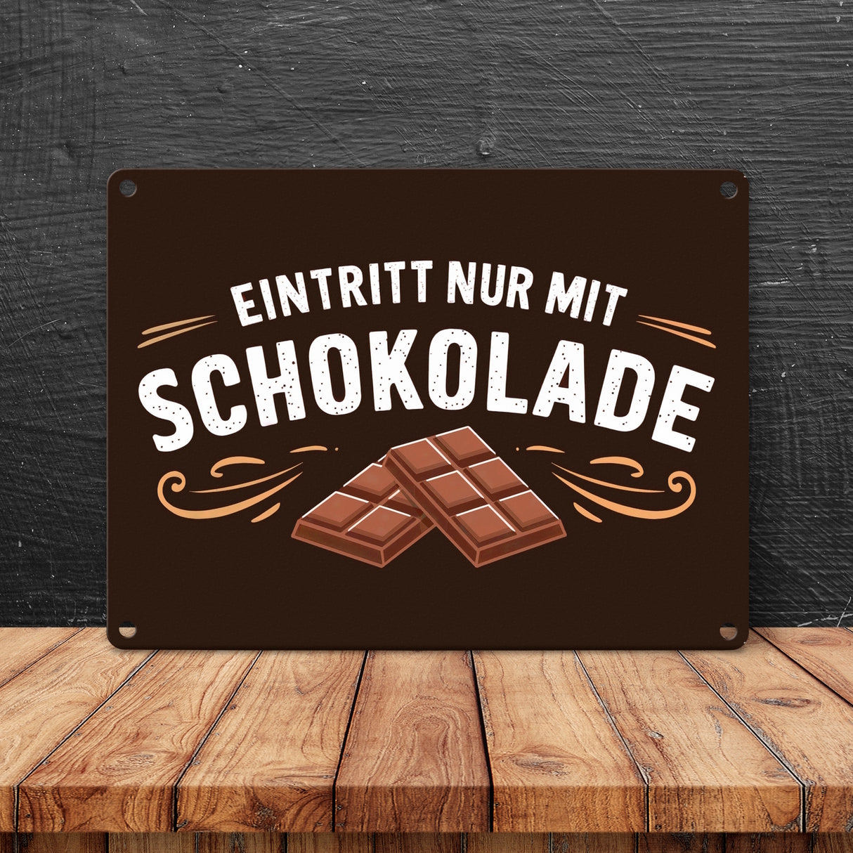 EINTRITT NUR MIT SCHOKOLADE Metallschild in 15x20 cm für Schokoladenfans