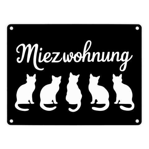 Miezwohnung Katzen Silhouetten Metallschild in 15x20 cm für Katzenfans