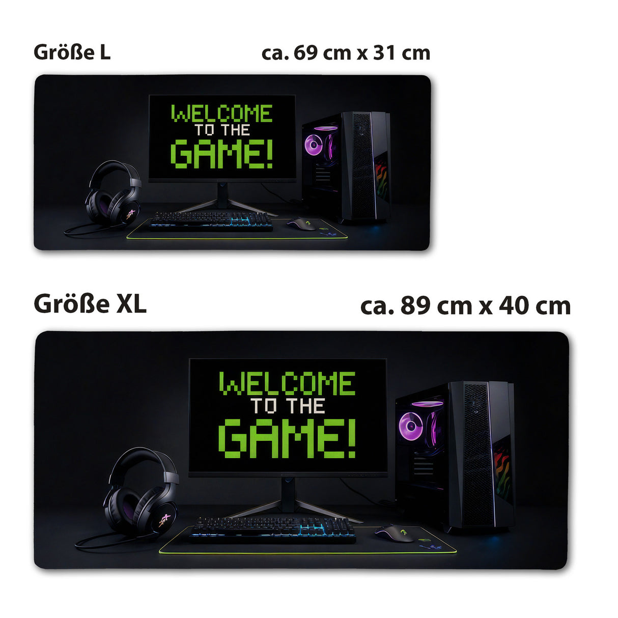 Gaming-Setup Schreibtischunterlage 69x31cm XXL Mauspad für Gamer und Streamer