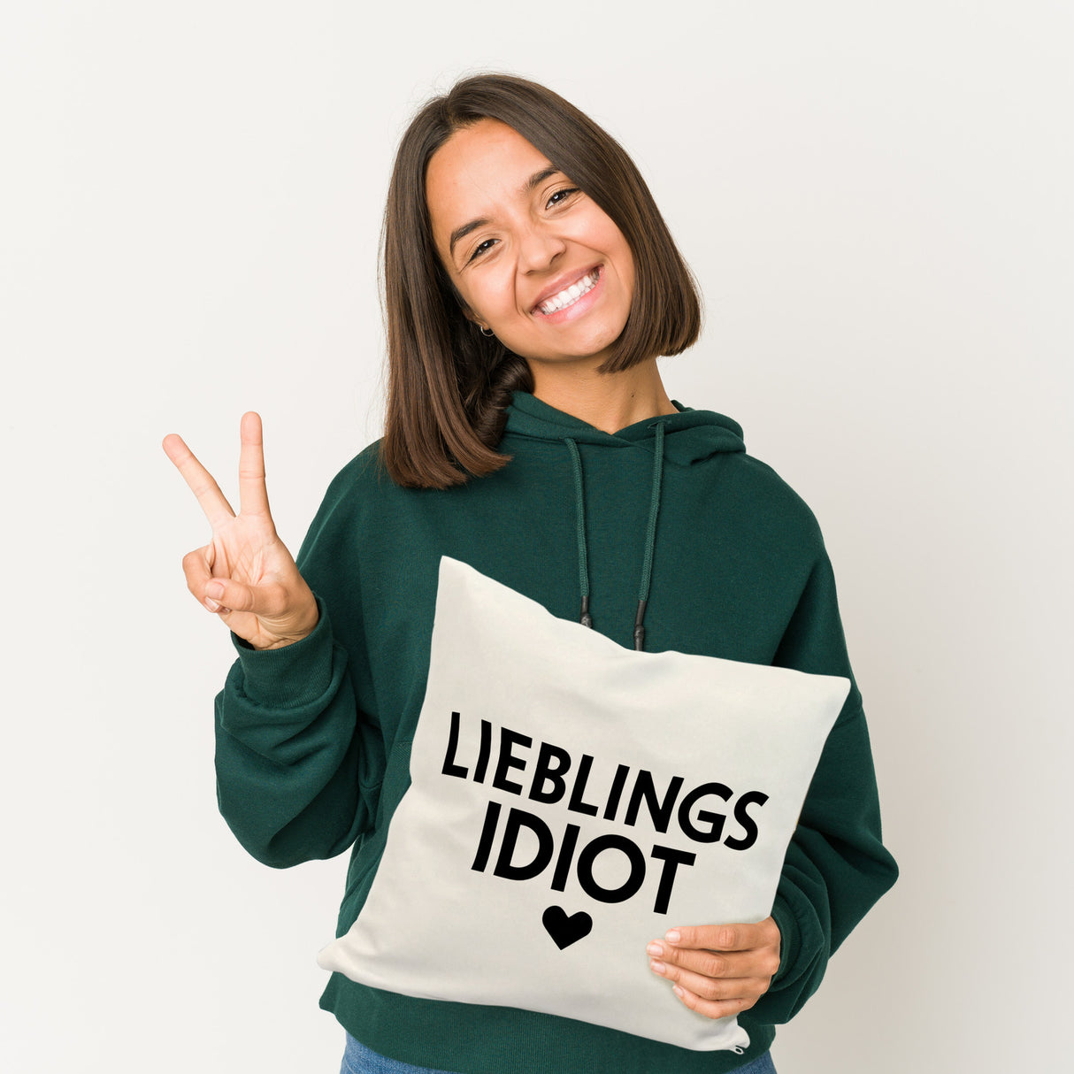 Lieblings Idiot Statement Kissen mit Herz