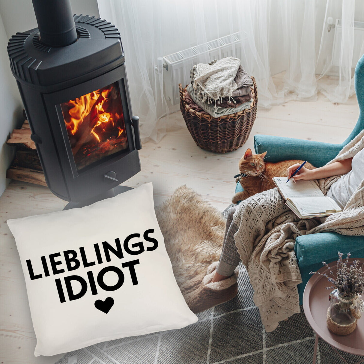 Lieblings Idiot Statement Kissen mit Herz