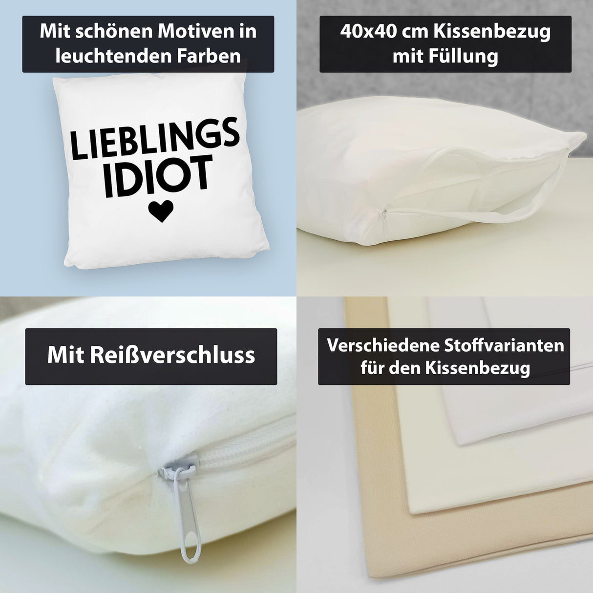 Lieblings Idiot Statement Kissen mit Herz