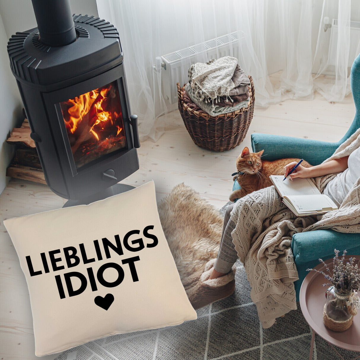 Lieblings Idiot Statement Kissen mit Herz