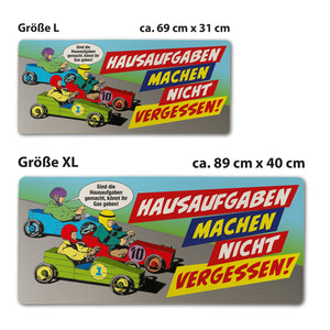 Hausaufgaben nicht vergessen Schreibtischunterlage 69x31cm XXL Mauspad mit Rennstrecke