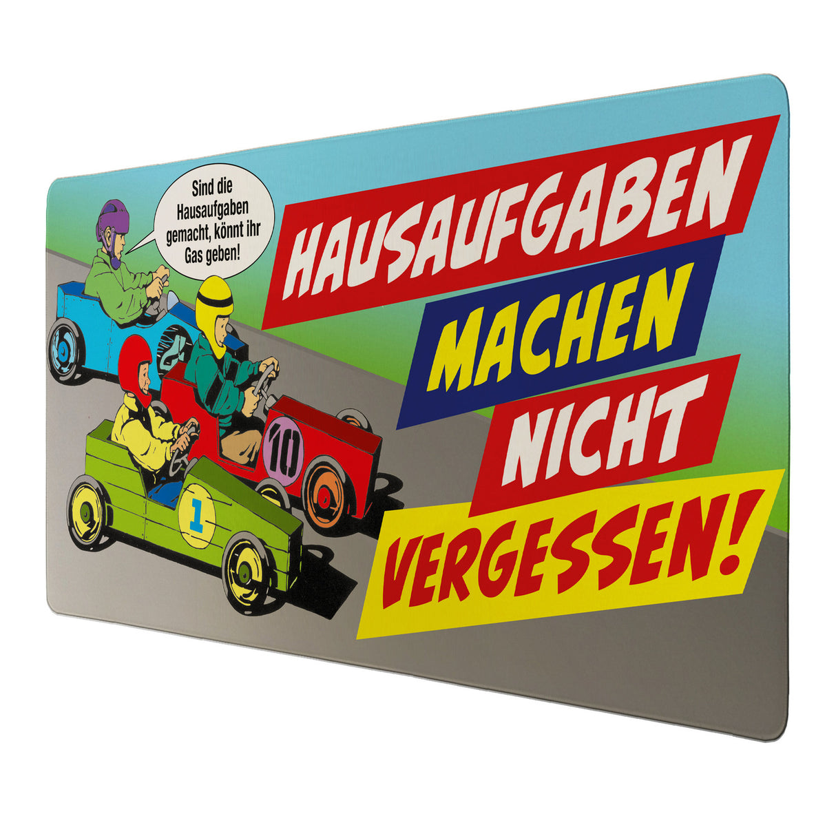 Hausaufgaben nicht vergessen Schreibtischunterlage 69x31cm XXL Mauspad mit Rennstrecke