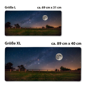 Vollmond Nachthimmel Schreibtischunterlage 69x31cm XXL Mauspad für Astro-Fans