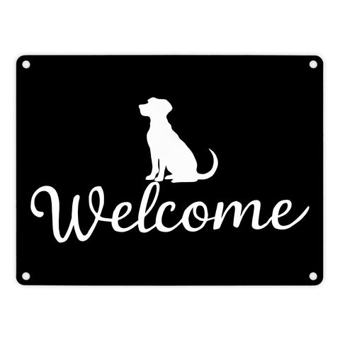 Hunde Silhouette Welcome Fussmatte Metallschild