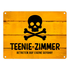 Teenie-Zimmer Totenkopf Metallschild in 15x20 cm