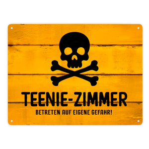 Teenie-Zimmer Totenkopf Metallschild in 15x20 cm