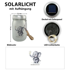 Grauer Elefant - Blümchen für dich Solarlicht