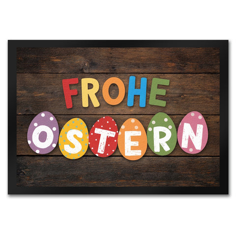 Fröhliche Ostern Fußmatte in 35x50 cm mit bunten Eiern