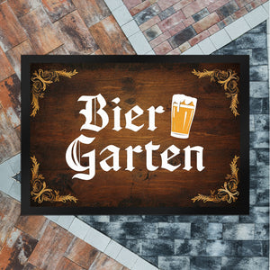 Biergarten Fußmatte in 35x50 cm im rustikalen Holz-Look