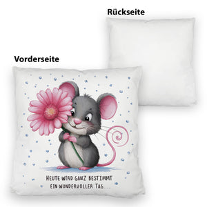 Maus mit Blume Kissen - wundervoller Tag